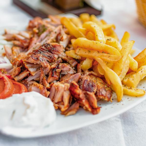 Chicken Doner Meat And Chips